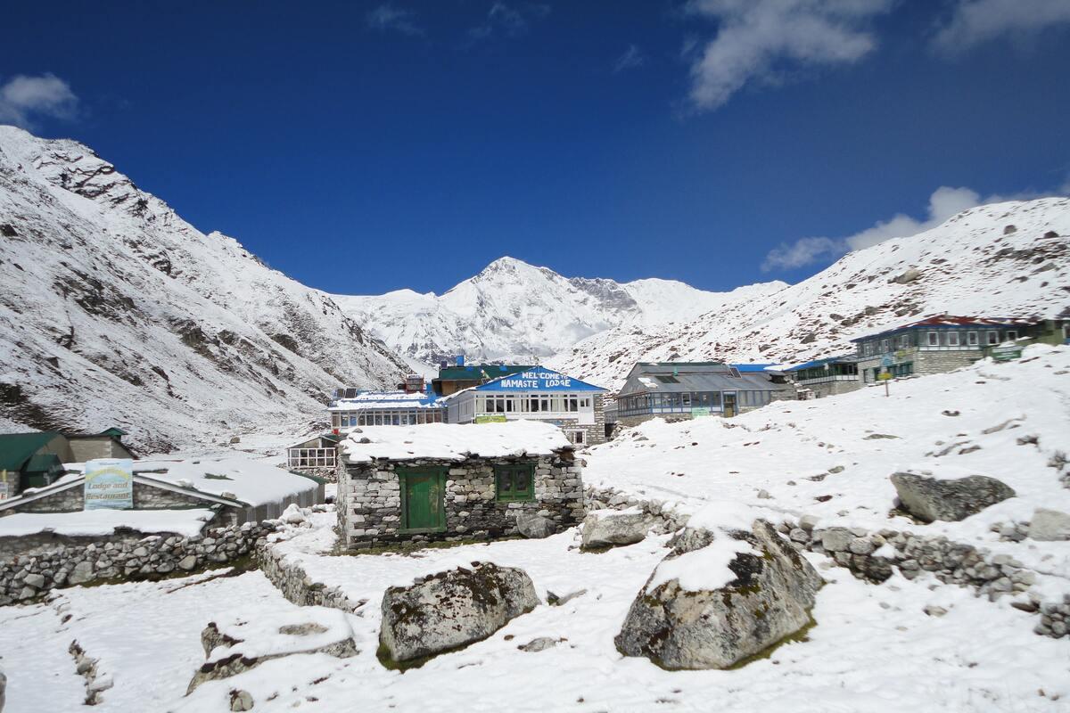 Gokyo lake in winter