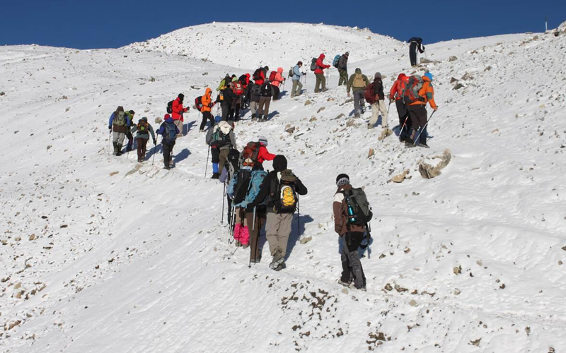 Crossing  Thorong La Pass